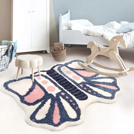 Rose Monarch Butterfly Pattern Print Floor Mat