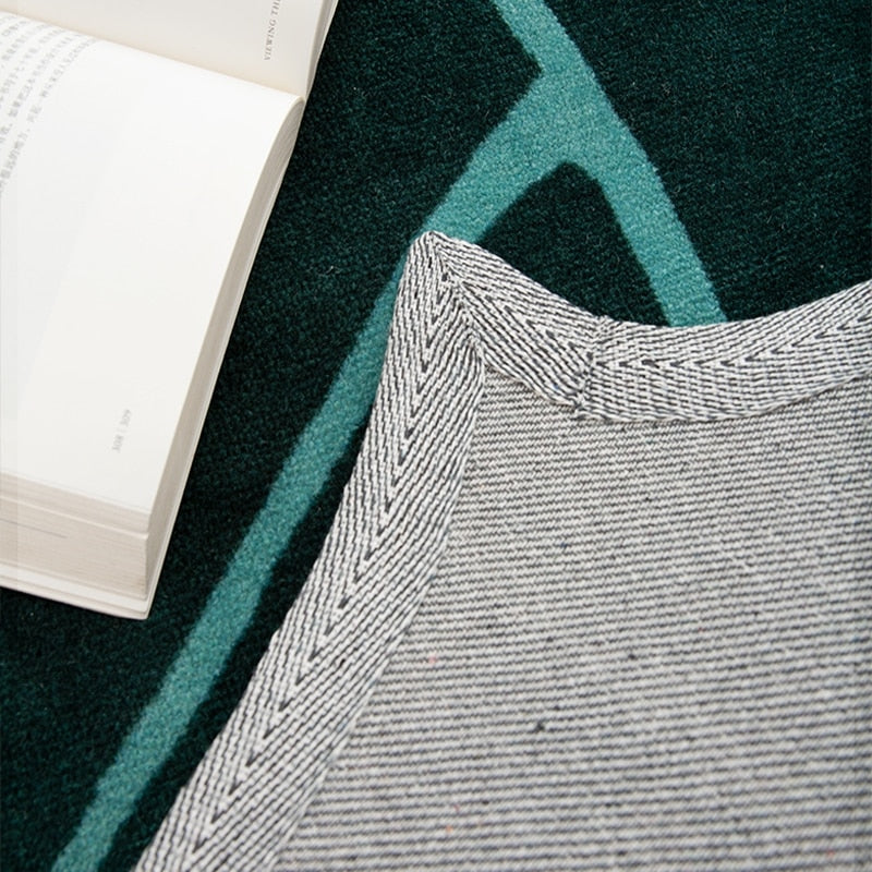 Floor Rug Leave Shaped Handmade Mat Green and White Color