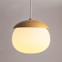 Modern Wood Pendant lights for Living Room with LED Bulbs Wood white Acorn