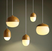 Modern Wood Pendant lights for Living Room with LED Bulbs Wood white Acorn