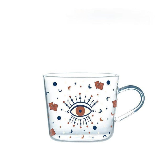 Round Transparent Printed Glass Mug