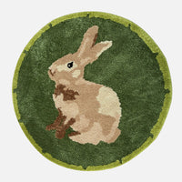 Round plush rug panda bunny fluffy cozy durable bedroom floor mat home décor