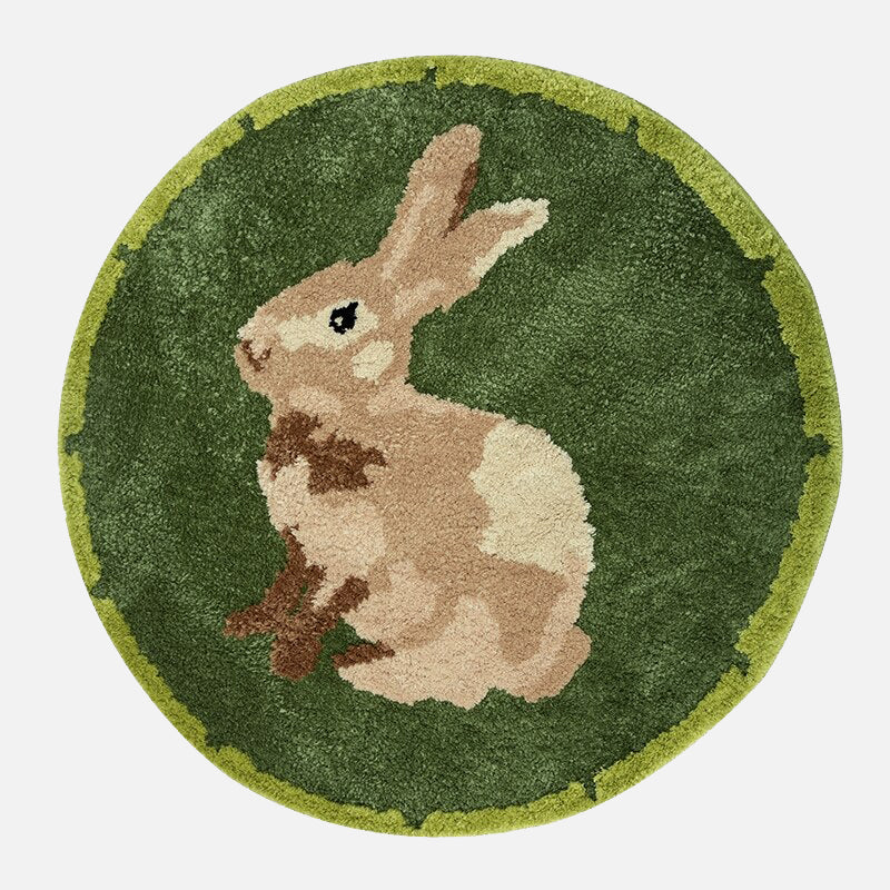 Round plush rug panda bunny fluffy cozy durable bedroom floor mat home décor