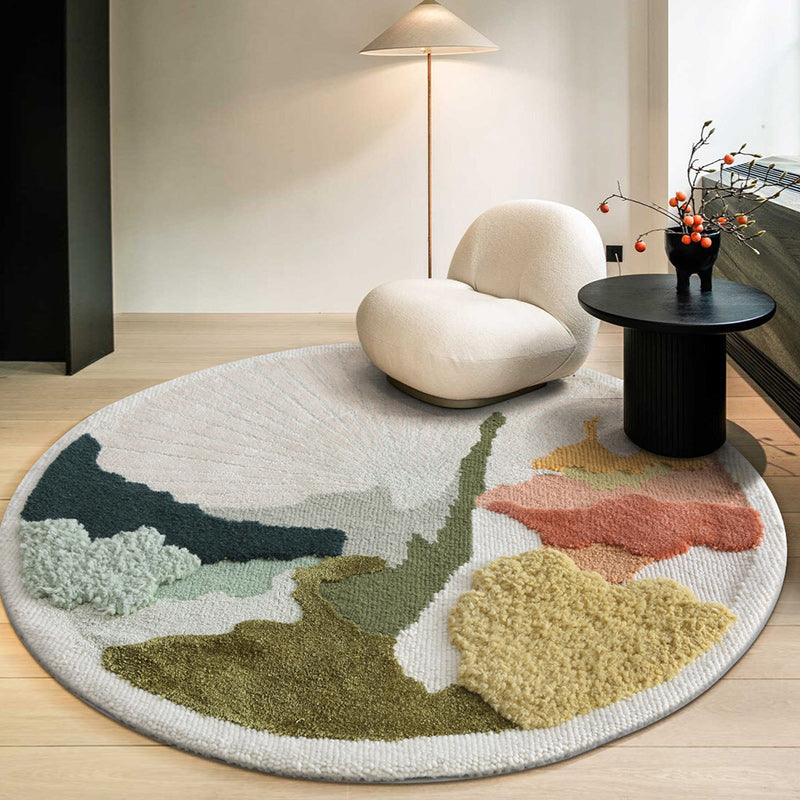 Pastoral Style Handmade Wool Rug Abstract Design 