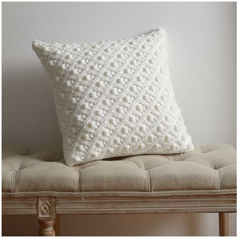 Vintage Cotton Crochet Knit Pillow Cover Ivory White