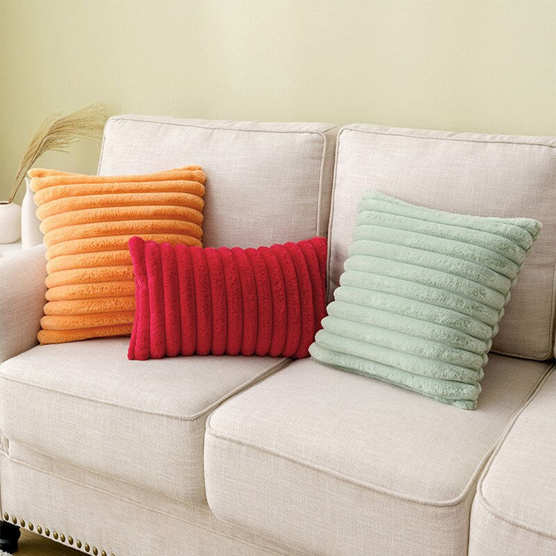 Polyester Extra Fluffy Faux Rabbit Design Pillow Cover
