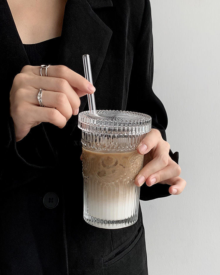 Discover the Eco-Friendly Elegance of our Ripple Portable Glass Cup & Straw  Set