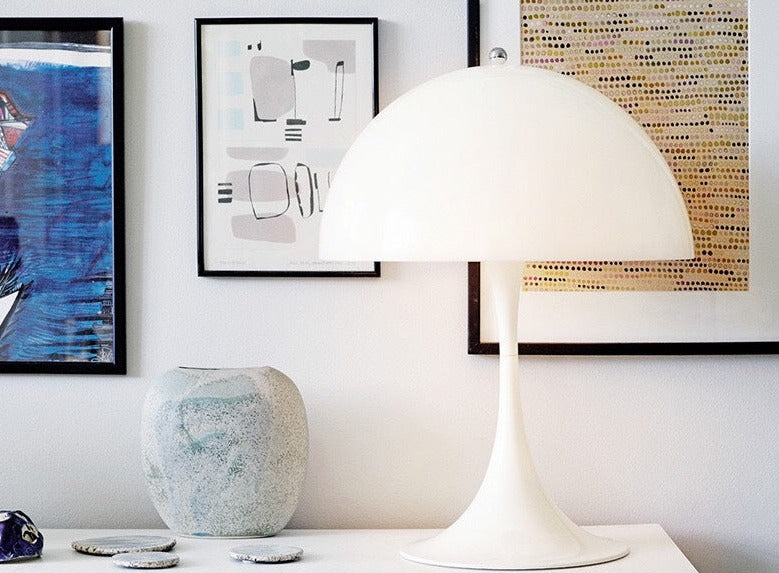 Verner Panton Panthella Inspired White Mushroom LED Table Light