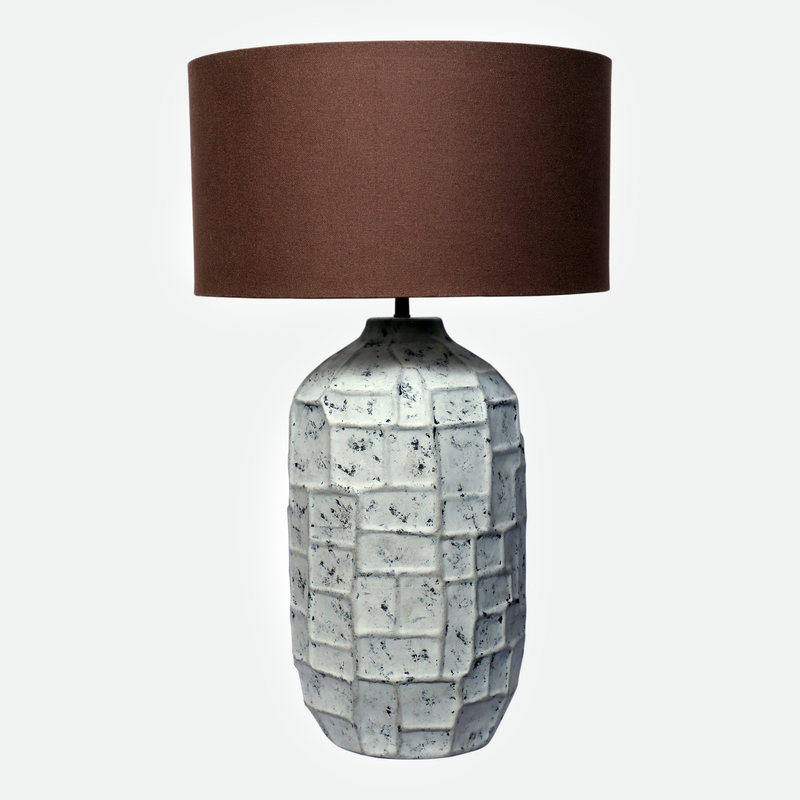 Brown & Grey Sculptural Lacquered Metal Table Lamp
