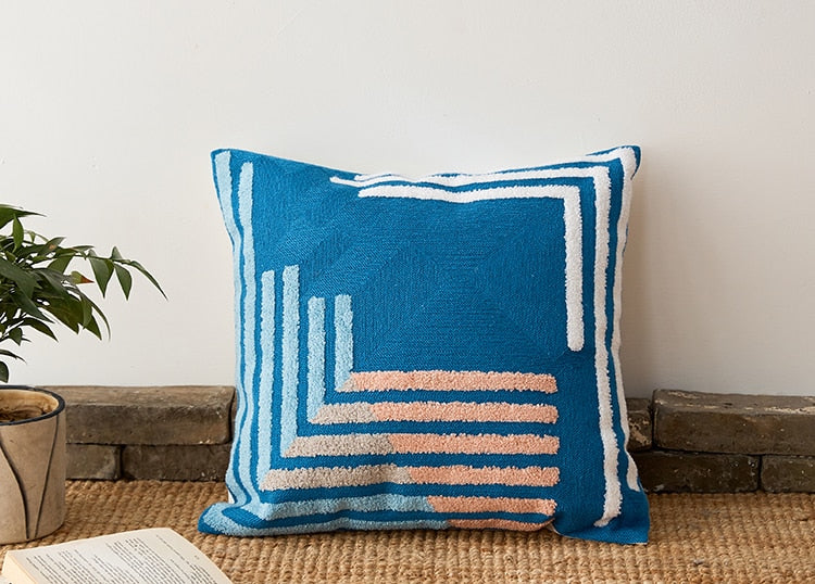Square Colorful Geometric Pillow
