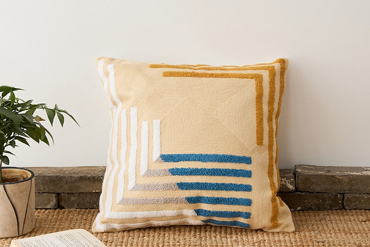 Square Colorful Geometric Pillow