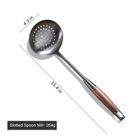 stainless steel with wooden handle slotted spoon