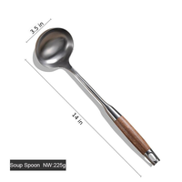 stainless steel with wooden handle soup spoon