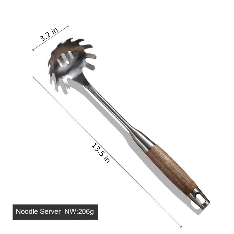 stainless steel with wooden handle noodle server