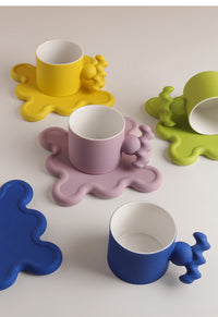 Handmade Easy Grip Ceramic Cup and Saucer