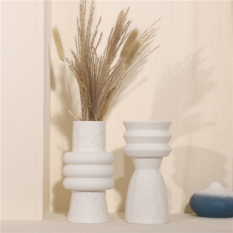 Paros White Ceramic Vases