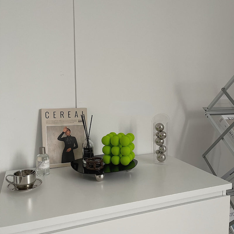Acrylic Irregular Shaped Tray Mirror and Black Design With Bottom Support Tray