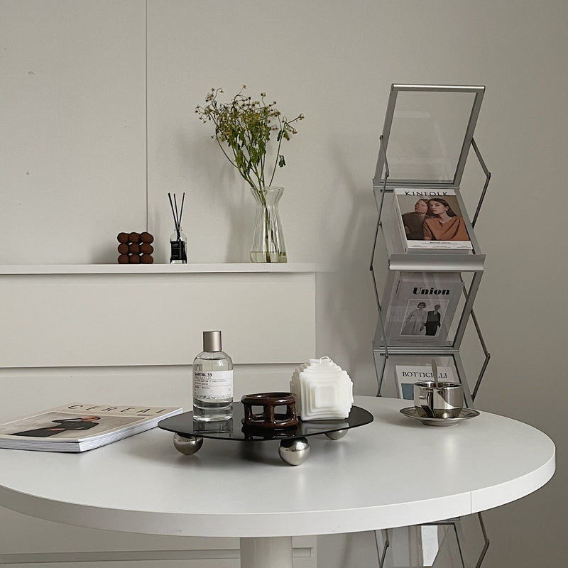 Acrylic Irregular Shaped Tray Mirror and Black Design With Bottom Support Tray