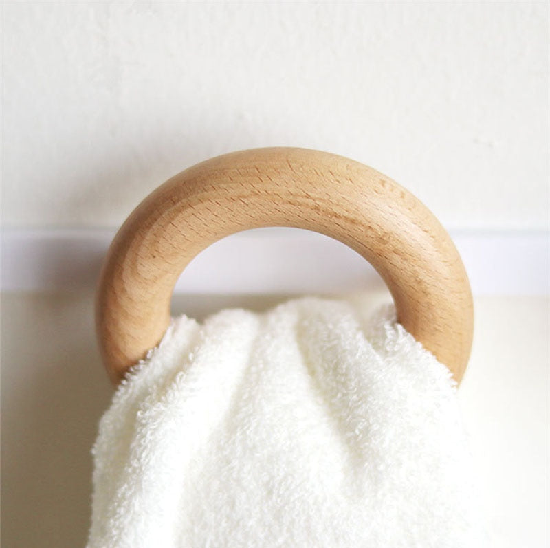Brown Wooden Wall Hooks Hanging Rack