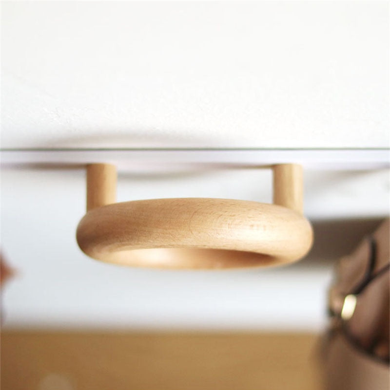 Brown Wooden Wall Hooks Hanging Rack