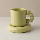 Ceramic Porcelain Hand painted pastel color mug and plate set