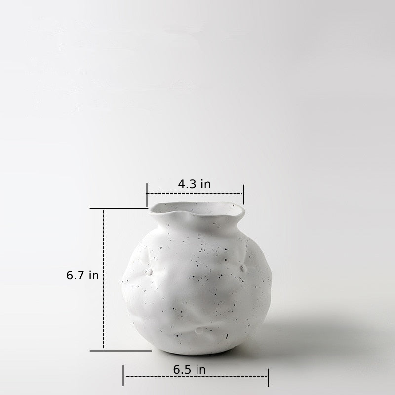 Ceramic Vases White with White Ink Dots Home Decoration 