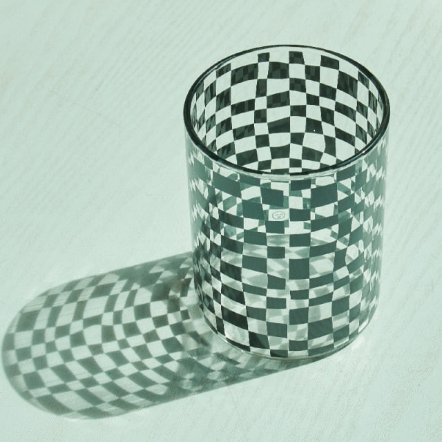 Retro Checkered Glass Cup – Letifly Lights & Decor