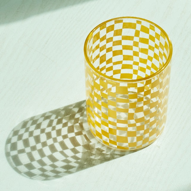 Retro Checkered Glass Cup – Letifly Lights & Decor