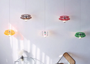 Lampe à suspension LED en acrylique à couches de couleurs rétro