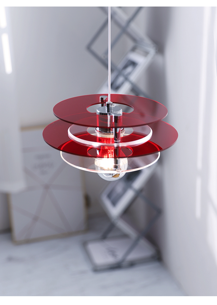 Lampe à suspension LED en acrylique à couches de couleurs rétro