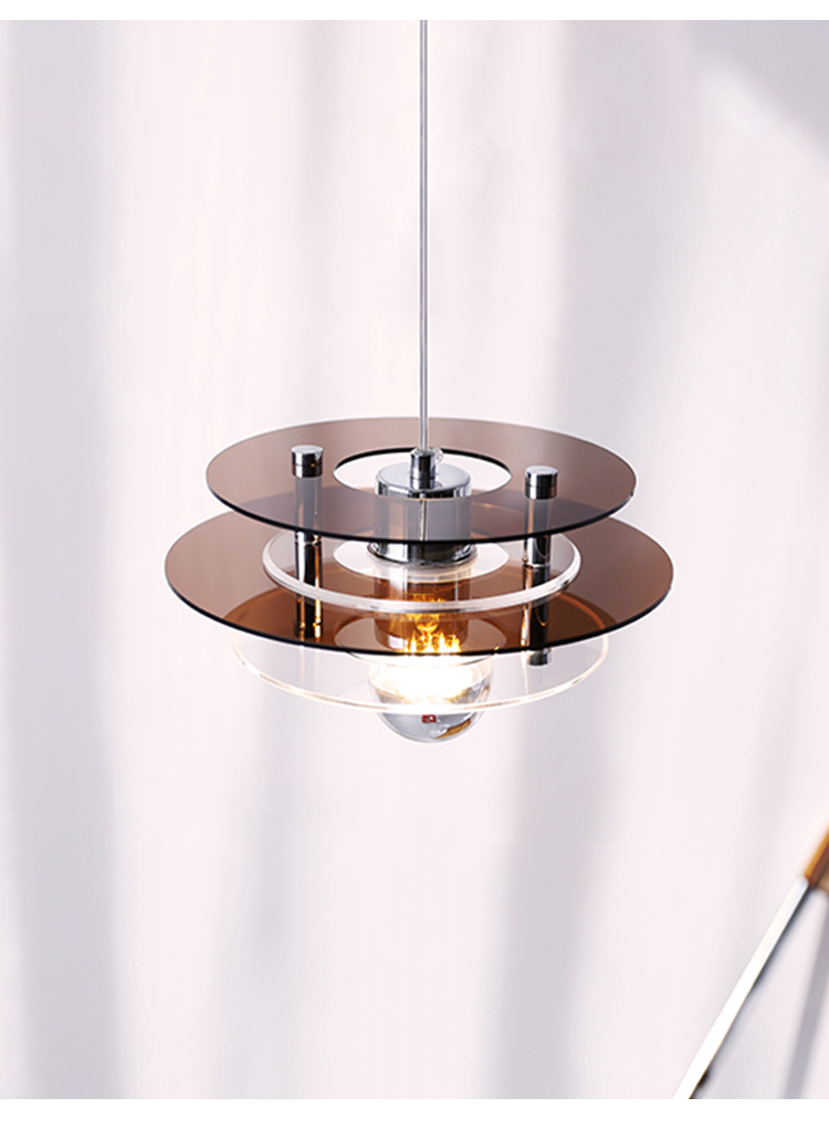 Lampe à suspension LED en acrylique à couches de couleurs rétro