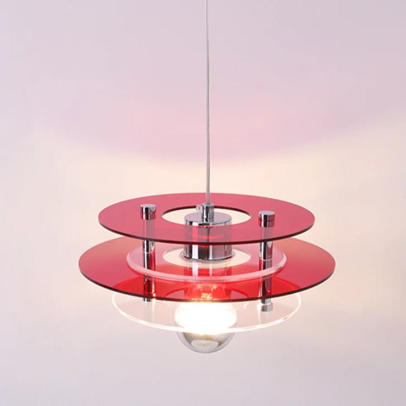 Lampe à suspension LED en acrylique à couches de couleurs rétro