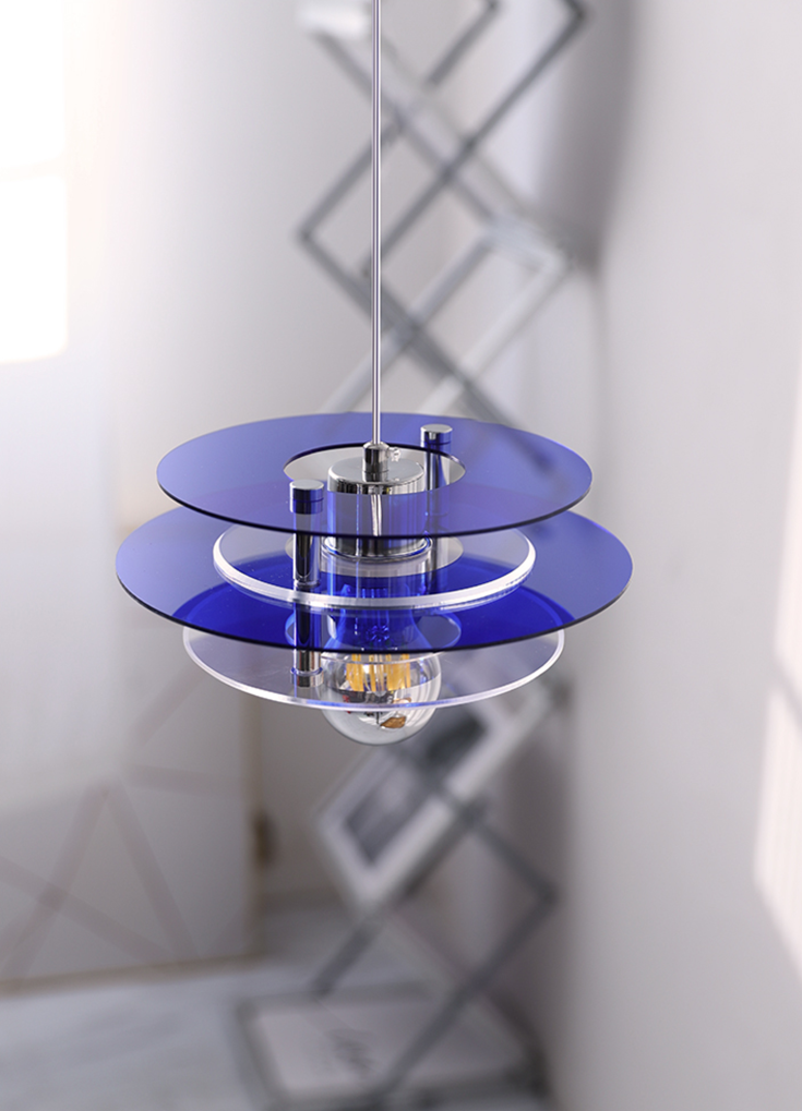 Lampe à suspension LED en acrylique à couches de couleurs rétro