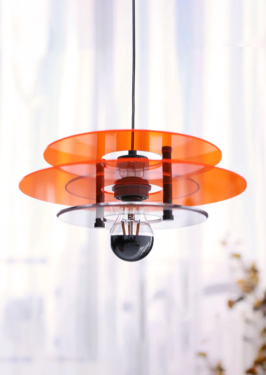Lampe à suspension LED en acrylique à couches de couleurs rétro