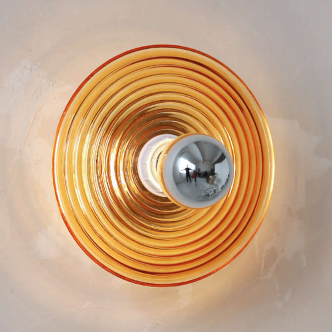 Rigged Colored Glass Disk Wall Lamp