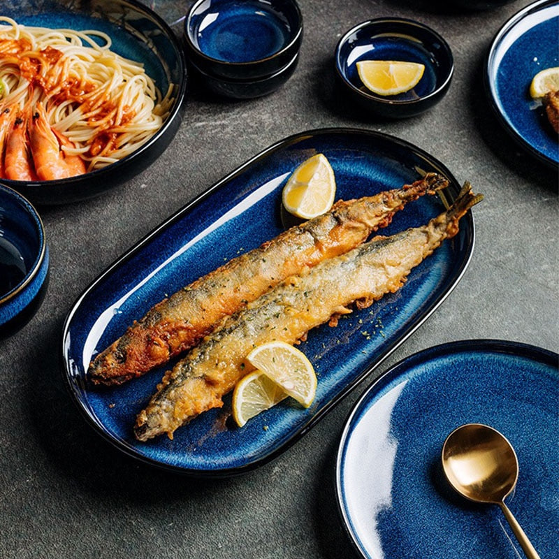 Rio Blue Glazed Porcelain Plates – Letifly Lights & Decor
