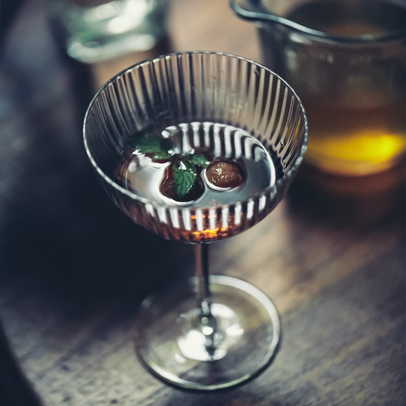 Exquisite Ripple Cocktail Glass with Gold Rim: Elegant Entertaining ...