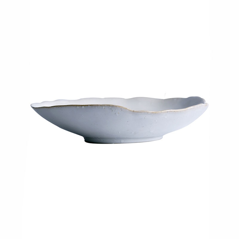 round abstract gold trim edges white ceramic plate