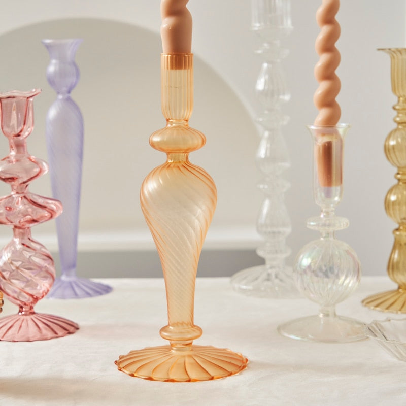 Glass Candlestick Crystal Glass Candle Holders