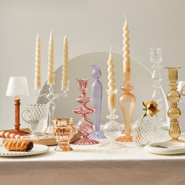Glass Candlestick Crystal Glass Candle Holders