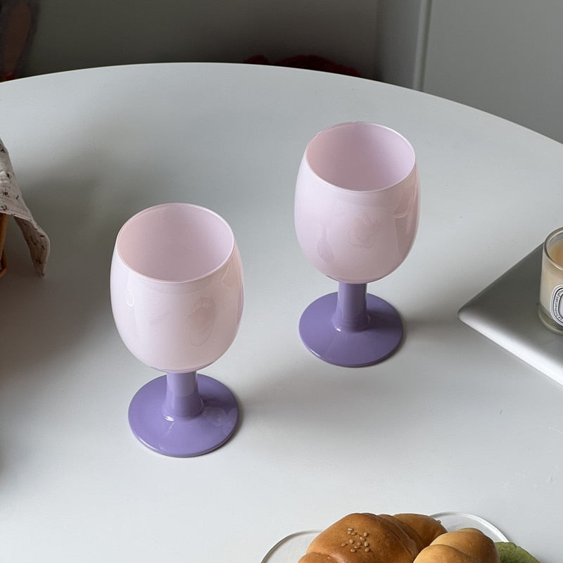 Glass Pink Purple Cocktail Glass for Whiskey Wine Beer Glass Coffee Tea Cute Cup Milk Water Drinking Glass