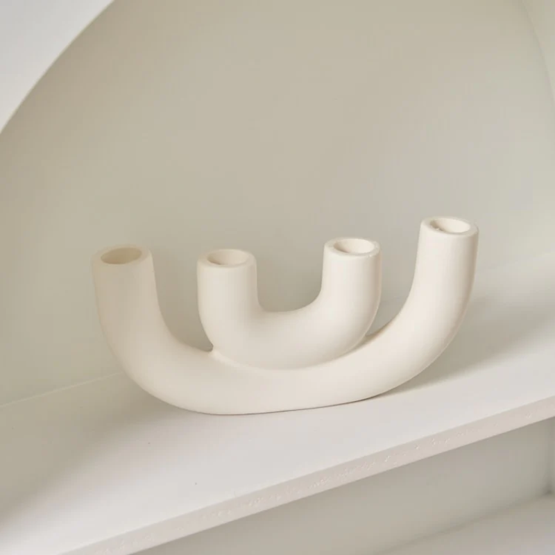 Off White Curves Architectural Ceramic Candle Holder