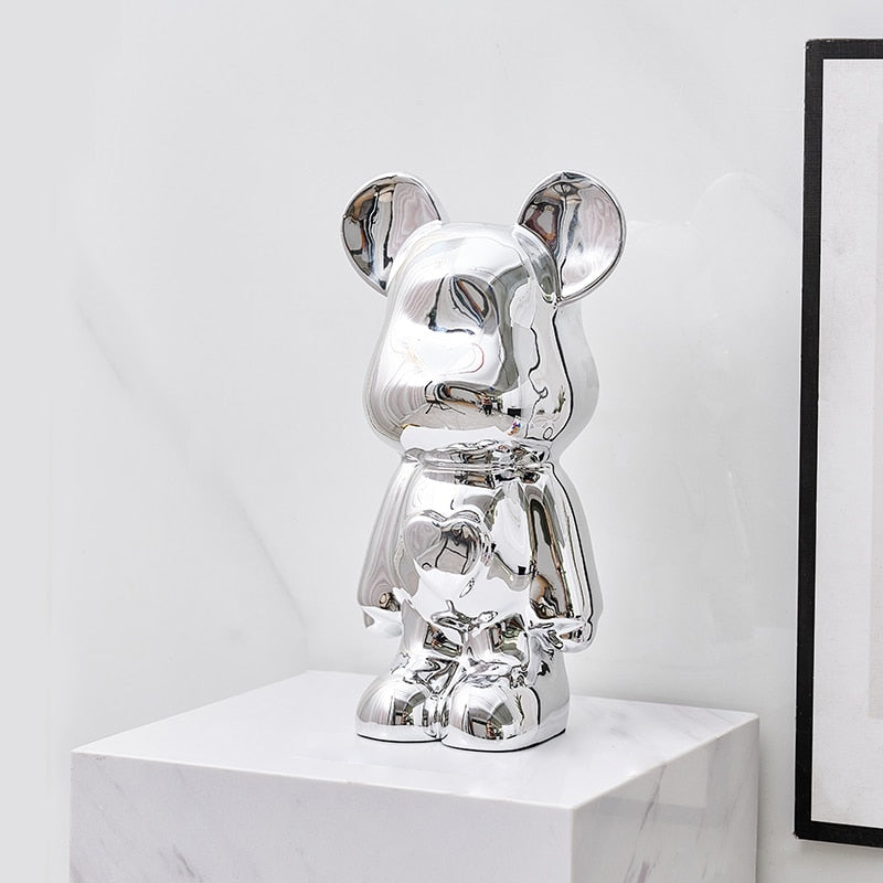 Decorative Accents Metallic Figurine Scupture Space Bear 