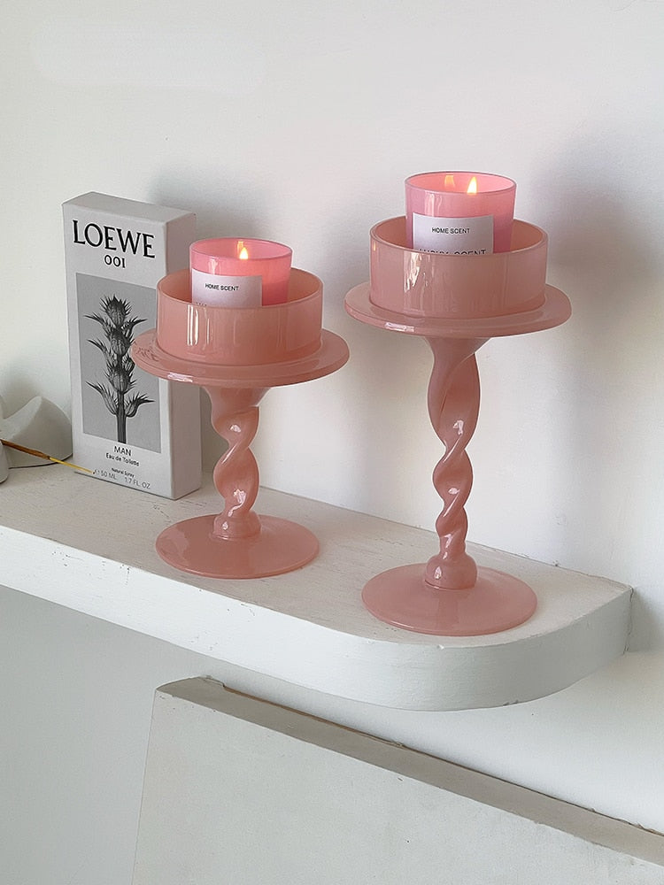 Blush Pink Candle Holder Pillar