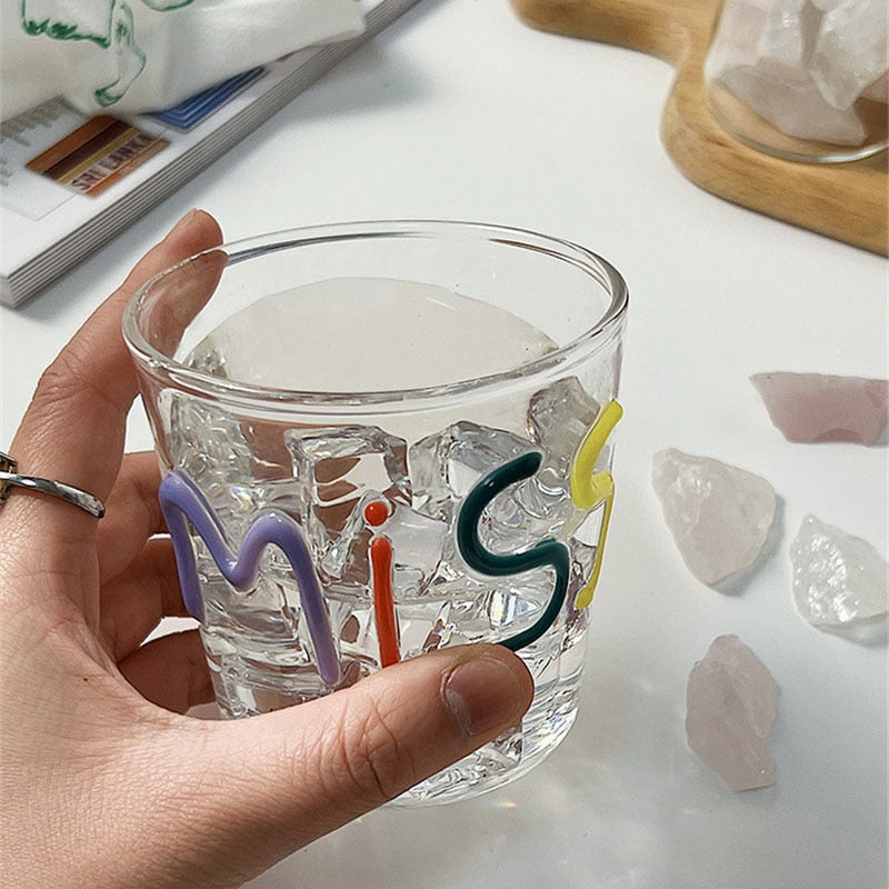 Miss Love Graphic Glass Drinking Cup