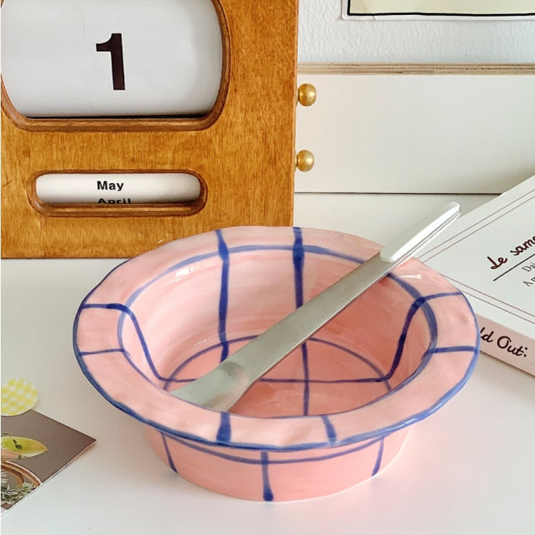 Yogurt Grid Ceramic Bowls