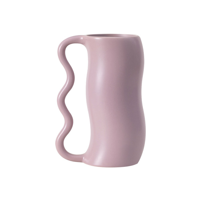 Lavender Cream Wavy Ceramic Vase