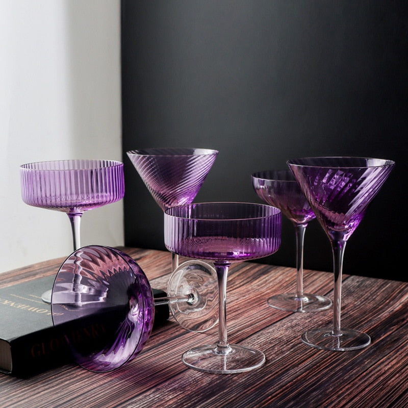 Vertical Grain Crystal Wine Glasses