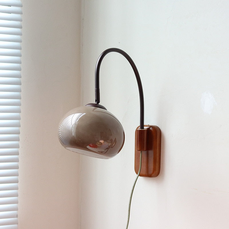 Retro Glass Stone Plug-in Wall Lamp