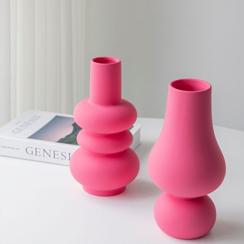Fuchsia Abstract Ceramic Vase